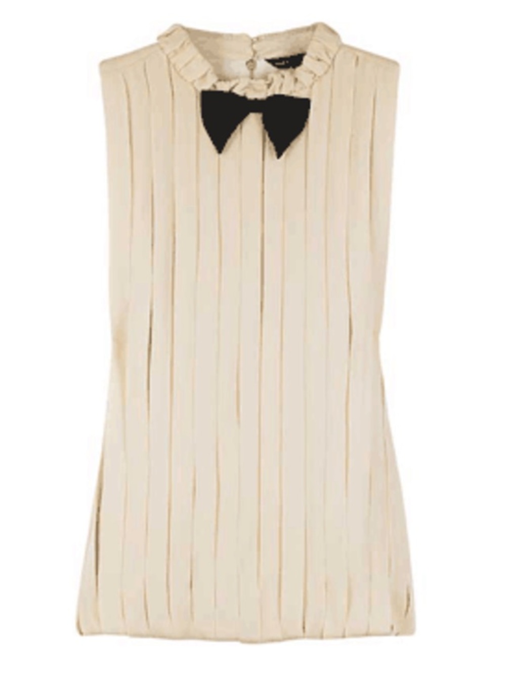 Marc by Marc Jacobs Cream Ruffled Neck Dress with Black Bow